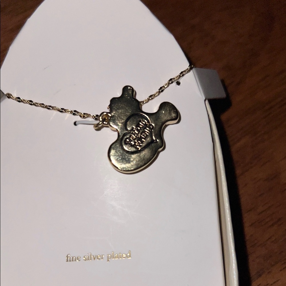 Precious Moments fine silver plated Teddy Bear heart abalone Necklace - Picture 12 of 14